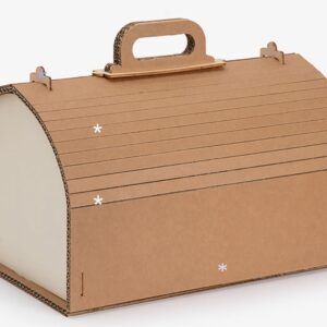 Bauletto basso in cartone kraft e legno con manico