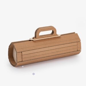 Scatola circolare in cartone kraft e legno