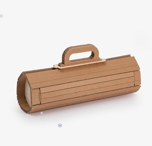 Scatola circolare in cartone kraft e legno