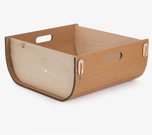 Vassoio in cartone kraft e legno
